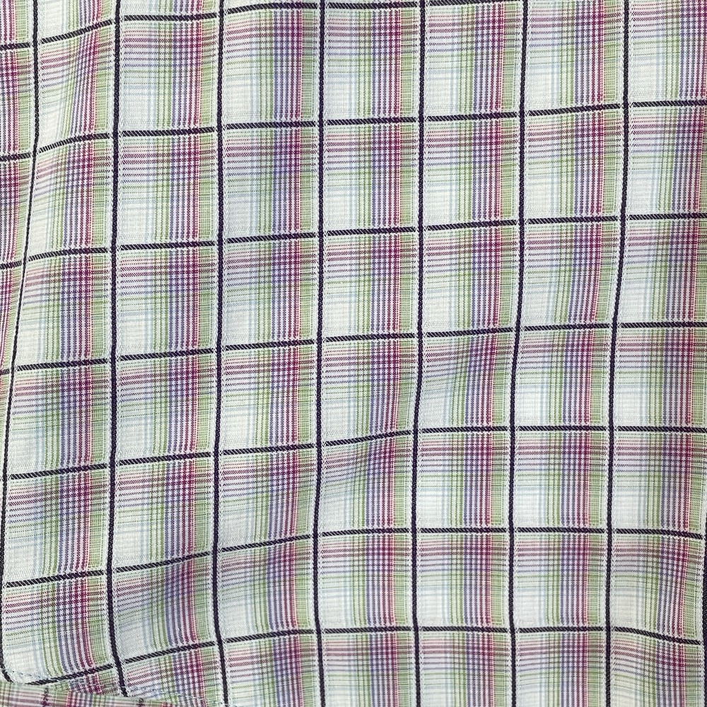 Alan Flusser Mens L Dress Shirt Plaid Check Button Down 100% Cotton - Picture 6 of 8